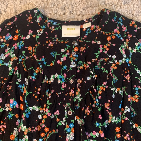 Maeve By Anthropologie Floral Peasant Button Up Blouse Women’s Size XL - Picture 2 of 9